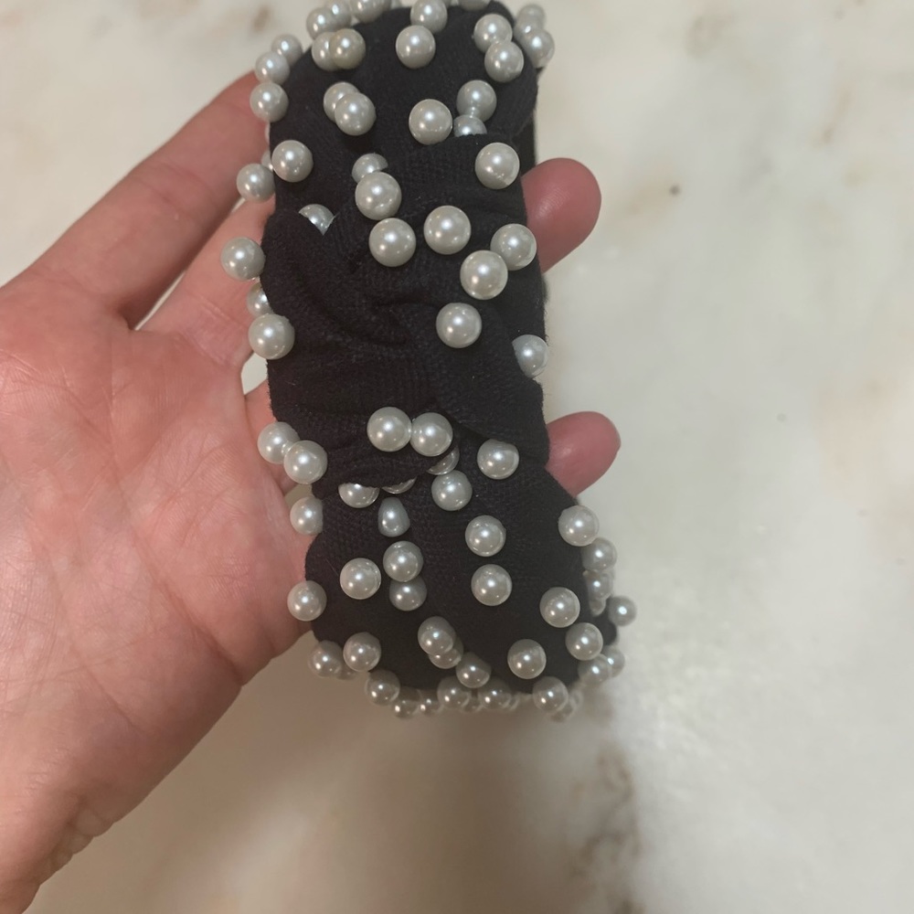 Lele Sadough black headband with pearls